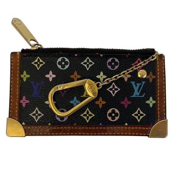 Authentic Louis Vuitton x Murakami Noir Multicolore Key Cles Holder Pouch- Y2K - Picture 1 of 16